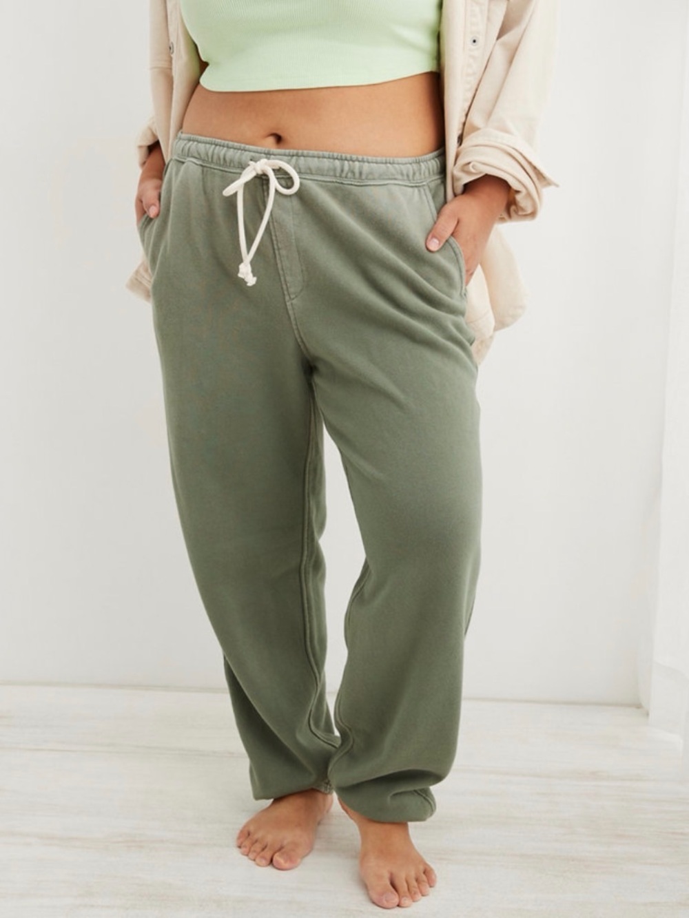Aerie Olive Green Boyfriend Jogger Sweatpants Size Small